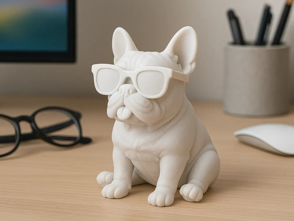 Statuetta Bulldog  Francese con occhiali